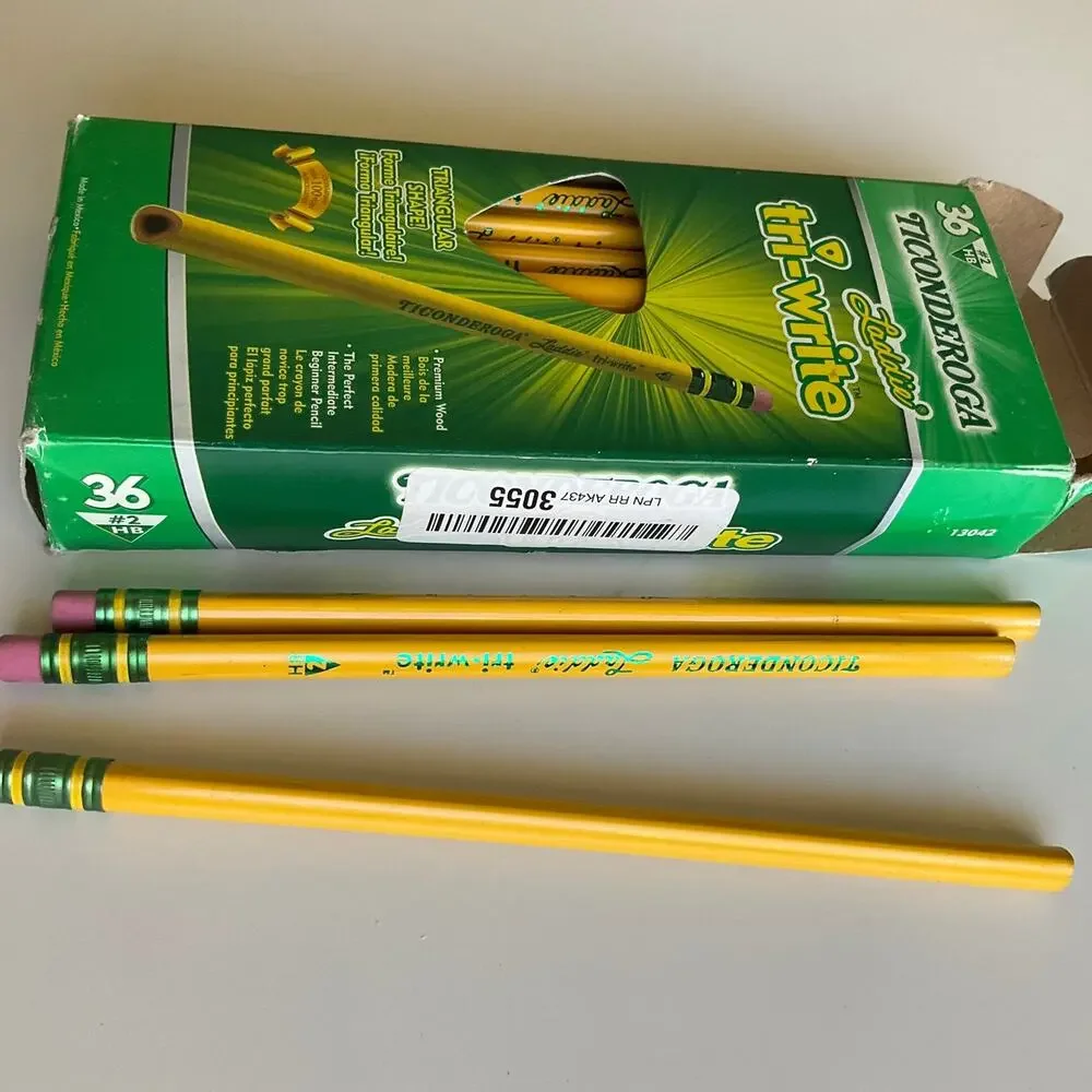 Ticonderoga® Tri-Write Pencils, With Erasers, #2 Lead, Yellow, Pack Of 36